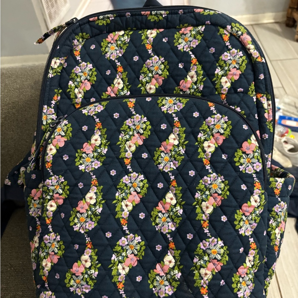 Vera Bradley Floral Backpack - Navy and Pink
